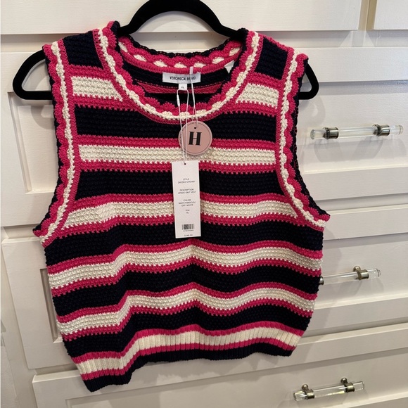 Striped Pink and Black Sleeveless 100% Cotton Top, Brand New with Tags! - Picture 10 of 10